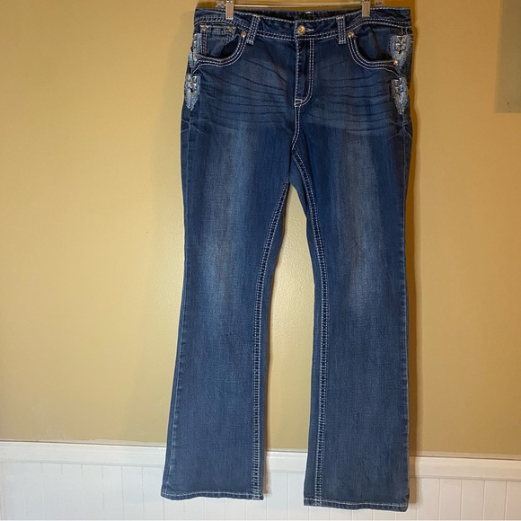 Grace in LA Jeans Size 34 Women Dark Wash Bootcut Easy Fit Western - Picture 1 of 12